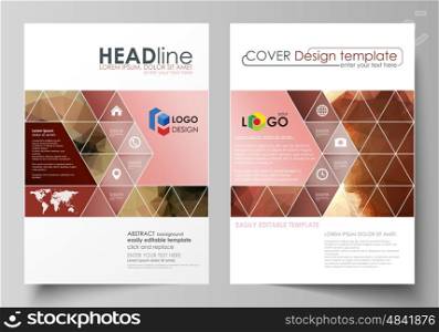 Business templates for brochure, magazine, flyer, booklet or annual report. Cover design template, easy editable vector, abstract flat layout in A4 size. Beautiful background. Geometrical colorful polygonal pattern in triangular style.