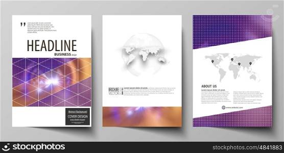 Business templates for brochure, magazine, flyer, booklet or annual report. Cover design template, easy editable vector, abstract flat layout in A4 size. Bright color colorful design, beautiful futuristic background.