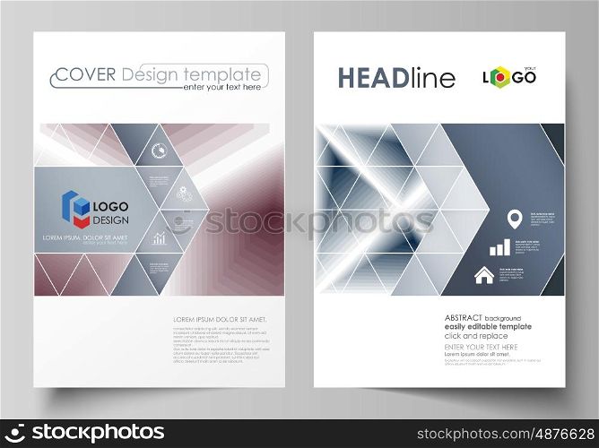 Business templates for brochure, magazine, flyer, booklet or annual report. Cover design template, easy editable vector, abstract flat layout in A4 size. Simple monochrome geometric pattern. Abstract polygonal style, stylish modern background.