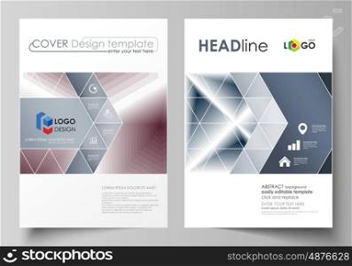 Business templates for brochure, magazine, flyer, booklet or annual report. Cover design template, easy editable vector, abstract flat layout in A4 size. Simple monochrome geometric pattern. Abstract polygonal style, stylish modern background.