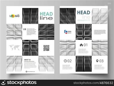 Business templates for brochure, magazine, flyer, booklet or annual report. Cover design template, easy editable vector, abstract flat layout in A4 size. Abstract infinity background, 3d structure with rectangles forming illusion of depth and perspective.
