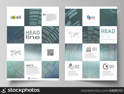 Business templates for brochure, magazine, flyer, booklet or annual report. Cover design template, easy editable vector, abstract flat layout in A4 size. Technology background in geometric style made from circles.