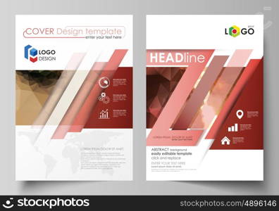 Business templates for brochure, magazine, flyer, booklet or annual report. Cover design template, easy editable vector, abstract flat layout in A4 size. Beautiful background. Geometrical colorful polygonal pattern in triangular style.