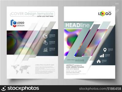 Business templates for brochure, magazine, flyer, booklet or annual report. Cover template, flat vector layout in A4 size. Colorful design background with abstract shapes, bright cell backdrop.. Business templates for brochure, magazine, flyer, booklet or annual report. Cover design template, easy editable vector, abstract flat layout in A4 size. Colorful design background with abstract shapes, bright cell backdrop.
