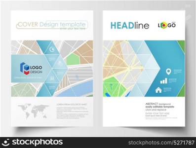 Business templates for brochure, magazine, flyer, booklet or annual report. Easy editable layout in A4 size. City map with streets. Flat design cover template, tourism businesses, abstract vector.. Business templates for brochure, magazine, flyer, booklet or annual report. Easy editable layout in A4 size. City map with streets. Flat design cover template, tourism businesses, abstract vector