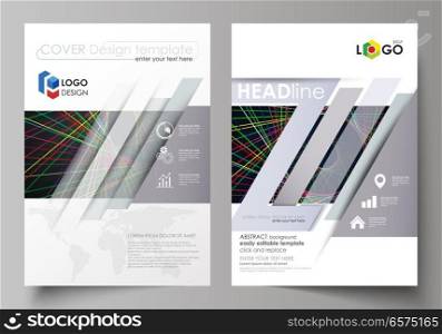 Business templates for brochure, magazine, flyer, booklet or annual report. Cover design template, easy editable vector, abstract flat layout in A4 size. Bright color lines, colorful beautiful background. Perfect decoration.. Business templates for brochure, magazine, flyer. Cover design template, easy editable vector, abstract flat layout in A4 size. Bright color lines, colorful beautiful background. Perfect decoration.