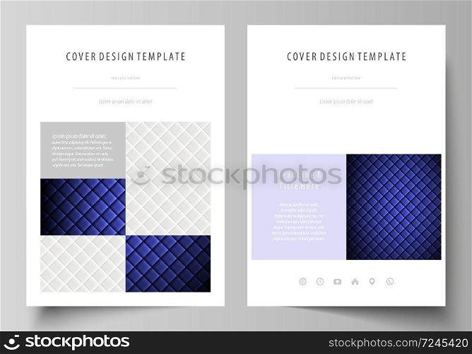 Business templates for brochure, magazine, flyer, booklet or annual report. Cover design template, easy editable vector, abstract flat layout in A4 size. Shiny fabric, rippled texture, white and blue color silk, colorful vintage style background.. Business templates for brochure, flyer, report. Cover design template, abstract vector layout in A4 size. Shiny fabric, rippled texture, white and blue color silk, colorful vintage style background.