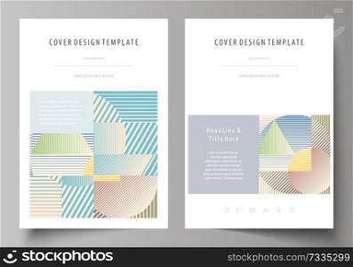 Business templates for brochure, magazine, flyer, booklet or annual report. Cover design template, easy editable vector, abstract flat layout in A4 size. Minimalistic design with lines, geometric shapes forming beautiful background.. Business templates for brochure, magazine, flyer, booklet or report. Cover template, abstract vector layout in A4 size. Minimalistic design with lines, geometric shapes forming beautiful background.