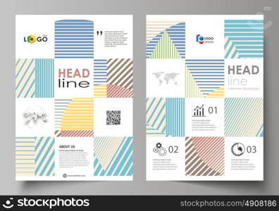 Business templates for brochure, magazine, flyer, booklet or report. Cover template, abstract vector layout in A4 size. Minimalistic design with lines, geometric shapes forming beautiful background.. Business templates for brochure, magazine, flyer, booklet or annual report. Cover design template, easy editable vector, abstract flat layout in A4 size. Minimalistic design with lines, geometric shapes forming beautiful background.