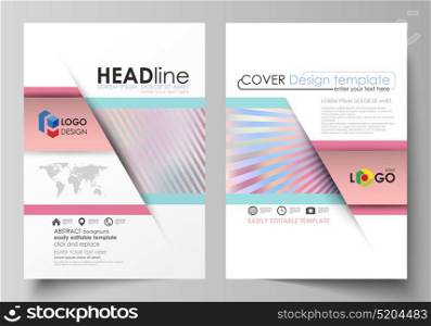 Business templates for brochure, magazine, flyer, booklet or report. Cover template, abstract vector layout in A4 size. Sweet pink and blue decoration, pretty romantic design, cute candy background.. Business templates for brochure, magazine, flyer, booklet or annual report. Cover design template, easy editable vector, abstract flat layout in A4 size. Sweet pink and blue decoration, pretty romantic design, cute candy background.