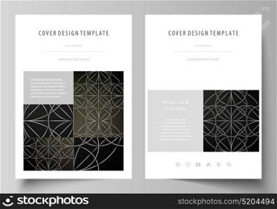 Business templates for brochure, magazine, flyer, booklet, report. Cover design template, vector layout in A4 size. Celtic pattern. Abstract ornament, geometric vintage texture, medieval ethnic style.. Business templates for brochure, magazine, flyer, booklet or annual report. Cover design template, easy editable vector, abstract flat layout in A4 size. Celtic pattern. Abstract ornament, geometric vintage texture, medieval classic ethnic style.