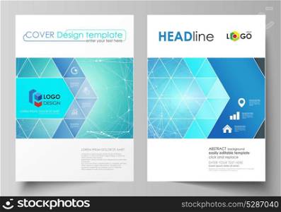 Business templates for brochure, magazine, flyer, booklet, report. Cover design template, vector layout in A4 size. Chemistry pattern, molecule structure, medical DNA research. Medicine concept.. Business templates for brochure, magazine, flyer, booklet, report. Cover design template, vector layout in A4 size. Chemistry pattern, molecule structure, medical DNA research. Medicine concept