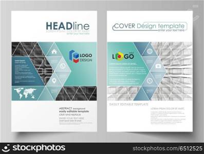 Business templates for brochure, magazine, flyer, booklet, report. Cover design template, vector layout in A4 size. Abstract infinity background, 3d structure, rectangles forming illusion of depth.. Business templates for brochure, magazine, flyer, booklet or annual report. Cover design template, easy editable vector, abstract flat layout in A4 size. Abstract infinity background, 3d structure with rectangles forming illusion of depth and perspective.