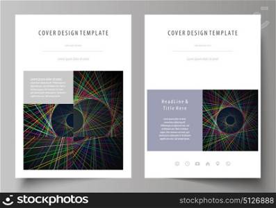 Business templates for brochure, magazine, flyer. Cover design template, easy editable vector, abstract flat layout in A4 size. Bright color lines, colorful beautiful background. Perfect decoration.. Business templates for brochure, magazine, flyer, booklet or annual report. Cover design template, easy editable vector, abstract flat layout in A4 size. Bright color lines, colorful beautiful background. Perfect decoration.