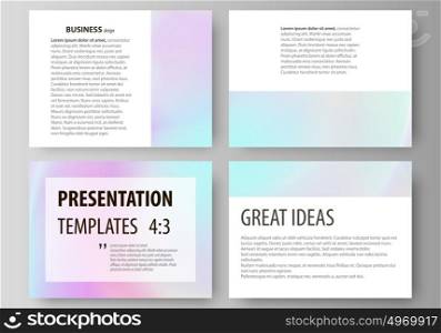 Business templates for presentation slides. Abstract vector layouts in flat design. Hologram, background in pastel colors with holographic effect. Blurred colorful pattern, futuristic surreal texture.. Set of business templates for presentation slides. Easy editable abstract vector layouts in flat design. Hologram, background in pastel colors with holographic effect. Blurred colorful pattern, futuristic surreal texture.