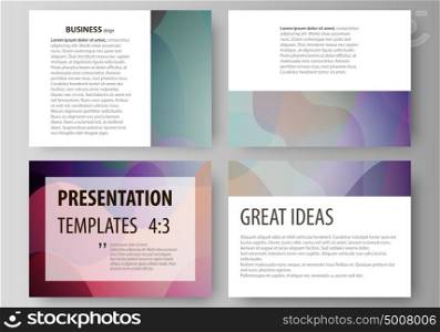 Business templates for presentation slides. Easy editable layouts in flat style, vector illustration. Bright color pattern, colorful design, overlapping shapes forming abstract beautiful background.. Set of business templates for presentation slides. Easy editable abstract layouts in flat design, vector illustration. Bright color pattern, colorful design with overlapping shapes forming abstract beautiful background.