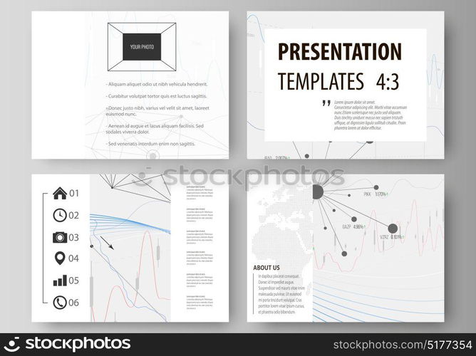 Business templates for presentation slides. Vector layouts. Abstract infographic background in minimalist design made from lines, symbols, charts, diagrams and other elements. Business templates for presentation slides. Vector layouts. Abstract infographic background in minimalist design made from lines, symbols, charts, diagrams and other elements.