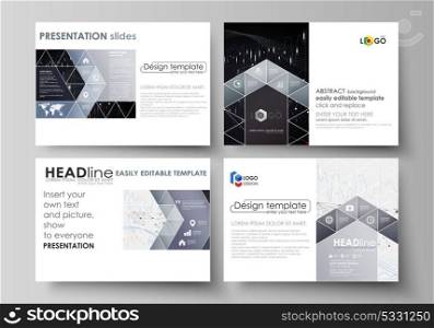 Business templates for presentation slides. Vector layouts. Abstract infographic background in minimalist design made from lines, symbols, charts, diagrams and other elements.. Set of business templates for presentation slides. Easy editable abstract vector layouts in flat design. Abstract infographic background in minimalist style made from lines, symbols, charts, diagrams and other elements.