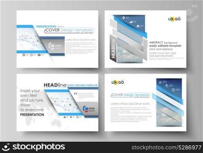 Business templates for presentation slides. Vector layouts. Blue color abstract infographic background in minimalist design made from lines, symbols, charts, diagrams and other elements.. Business templates for presentation slides. Vector layouts. Blue color abstract infographic background in minimalist design made from lines, symbols, charts, diagrams and other elements