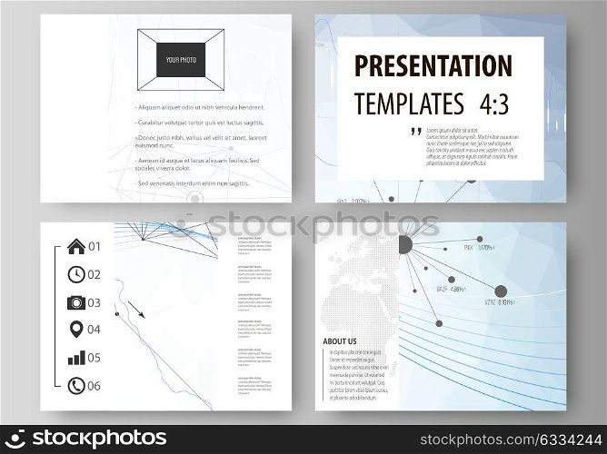 Business templates for presentation slides. Vector layouts. Blue color abstract infographic background in minimalist design made from lines, symbols, charts, diagrams and other elements.. Set of business templates for presentation slides. Easy editable abstract vector layouts in flat design. Blue color abstract infographic background in minimalist style made from lines, symbols, charts, diagrams and other elements.