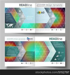 Business templates for square bi fold brochure, flyer, report. Leaflet cover, abstract vector layout. Minimalistic design with circles, diagonal lines. Geometric shapes forming retro background. Business templates for square design bi fold brochure, magazine, flyer, booklet or annual report. Leaflet cover, abstract flat layout. Minimalistic design with circles, diagonal lines. Geometric shapes forming beautiful retro background.