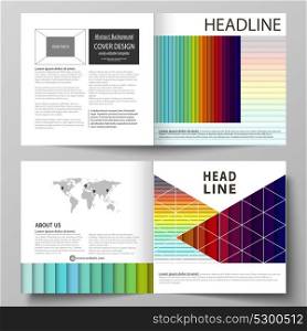 Business templates for square bi fold brochure, flyer, report. Leaflet cover, vector layout. Bright color rectangles, colorful design, geometric rectangular shapes, abstract beautiful background.. Business templates for square bi fold brochure, flyer, report. Leaflet cover, vector layout. Bright color rectangles, colorful design, geometric rectangular shapes, abstract beautiful background