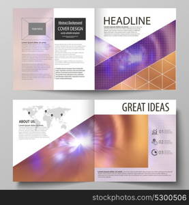 Business templates for square bi fold brochure, magazine, flyer, booklet or annual report. Leaflet cover, abstract vector layout. Bright color colorful design, beautiful futuristic background.. Business templates for square bi fold brochure, magazine, flyer, booklet or annual report. Leaflet cover, abstract vector layout. Bright color colorful design, beautiful futuristic background
