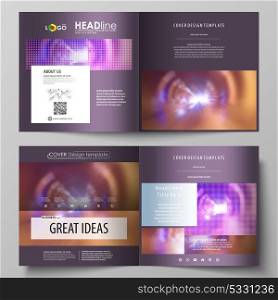 Business templates for square bi fold brochure, magazine, flyer, booklet or annual report. Leaflet cover, abstract vector layout. Bright color colorful design, beautiful futuristic background.. Business templates for square design bi fold brochure, magazine, flyer, booklet or annual report. Leaflet cover, abstract flat layout, easy editable vector. Bright color colorful design, beautiful futuristic background.