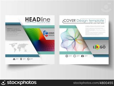 Business templates for square brochure, magazine, flyer, annual report. Leaflet cover, flat layout, easy editable vector. Colorful design background with abstract shapes and waves, overlap effect