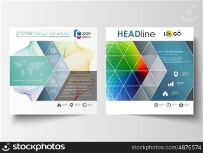 Business templates for square brochure, magazine, flyer, annual report. Leaflet cover, flat layout, easy editable vector. Colorful design background with abstract shapes and waves, overlap effect