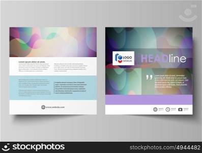 Business templates for square brochure, magazine, flyer, booklet or annual report. Leaflet cover, flat style vector layout. Colorful design pattern with shapes forming abstract beautiful background.. Business templates for square design brochure, magazine, flyer, booklet or annual report. Leaflet cover, abstract flat layout, easy editable vector. Bright color pattern, colorful design with overlapping shapes forming abstract beautiful background.