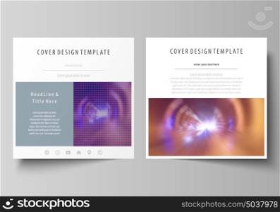 Business templates for square brochure, magazine, flyer, booklet, report. Leaflet cover, abstract flat layout, easy editable vector. Bright color colorful design, beautiful futuristic background.. Business templates for square design brochure, magazine, flyer, booklet or annual report. Leaflet cover, abstract flat layout, easy editable vector. Bright color colorful design, beautiful futuristic background.