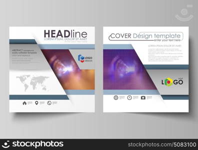 Business templates for square brochure, magazine, flyer, booklet, report. Leaflet cover, abstract flat layout, easy editable vector. Bright color colorful design, beautiful futuristic background.. Business templates for square design brochure, magazine, flyer, booklet or annual report. Leaflet cover, abstract flat layout, easy editable vector. Bright color colorful design, beautiful futuristic background.