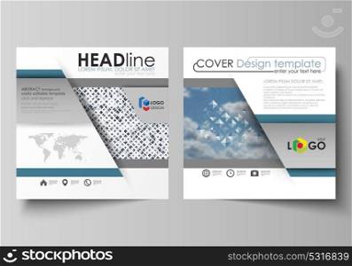 Business templates for square brochure, magazine, flyer, booklet, report. Leaflet cover, flat style layout. Blue color pattern with rhombuses, abstract design geometrical vector background.. Business templates for square design brochure, magazine, flyer, booklet or annual report. Leaflet cover, abstract flat layout, easy editable vector. Blue color pattern with rhombuses, abstract design geometrical vector background. Simple modern stylish texture.