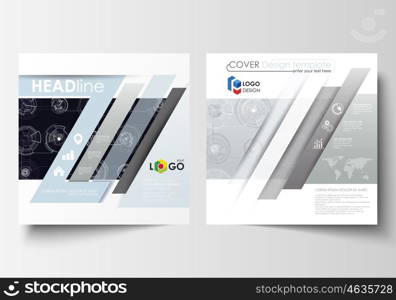 Business templates for square brochure, magazine, flyer. Leaflet cover, flat layout. High tech design, connecting system. Science and technology concept. Futuristic abstract vector background