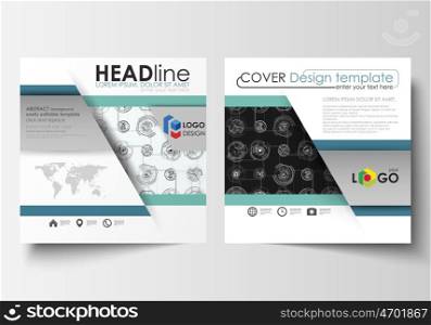 Business templates for square brochure, magazine, flyer. Leaflet cover, flat layout. High tech design, connecting system. Science and technology concept. Futuristic abstract vector background