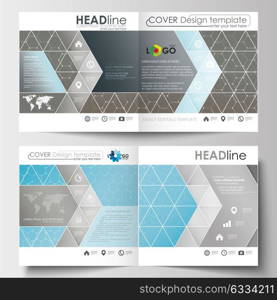 Business templates for square brochure, magazine, flyer. Leaflet cover, flat layout. Scientific medical research, chemistry pattern, hexagonal design molecule structure, science vector background.. Business templates for square design brochure, magazine, flyer, booklet or annual report. Leaflet cover, abstract flat layout, easy editable blank. Scientific medical research, chemistry pattern, hexagonal design molecule structure, science vector background.