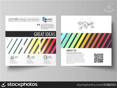 Business templates for square brochure, magazine, flyer. Leaflet cover, vector layout. Bright color rectangles, colorful design with geometric rectangular shapes forming abstract beautiful background.. Business templates for square design brochure, magazine, flyer, booklet or annual report. Leaflet cover, abstract flat layout, easy editable vector. Bright color rectangles, colorful design with geometric rectangular shapes forming abstract beautiful background.