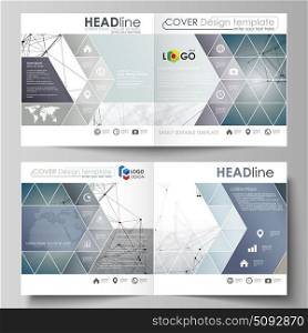 Business templates for square design bi fold brochure, flyer, booklet, report. Leaflet cover, vector layout. DNA and neurons molecule structure. Medicine, science, technology concept. Scalable graphic. Business templates for square design bi fold brochure, magazine, flyer, booklet or annual report. Leaflet cover, abstract flat layout, easy editable vector. DNA and neurons molecule structure. Medicine, science, technology concept. Scalable graphic.