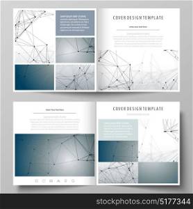 Business templates for square design bi fold brochure, flyer, booklet, report. Leaflet cover, vector layout. DNA and neurons molecule structure. Medicine, science, technology concept. Scalable graphic. Business template for square design bi fold brochure, flyer, booklet, report. Leaflet cover, vector layout. DNA and neurons molecule structure. Medicine, science, technology concept. Scalable graphic
