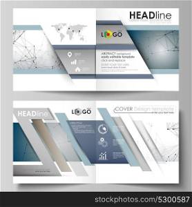 Business templates for square design bi fold brochure, flyer, booklet, report. Leaflet cover, vector layout. DNA and neurons molecule structure. Medicine, science, technology concept.. Business templates, square design bi fold brochure, flyer, booklet, report. Leaflet cover, vector layout. DNA and neurons molecule structure. Medicine, science, technology concept