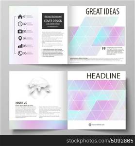Business templates for square design bi fold brochure, flyer. Leaflet cover, vector layout. Hologram, background in pastel colors, holographic effect. Blurred colorful pattern, futuristic texture.. Business templates for square design bi fold brochure, magazine, flyer, booklet or annual report. Leaflet cover, abstract flat layout, easy editable vector. Hologram, background in pastel colors with holographic effect. Blurred colorful pattern, futuristic surreal texture.