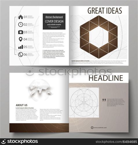 Business templates for square design bi fold brochure, magazine, flyer, booklet. Leaflet cover, abstract vector layout. Alchemical theme. Fractal art background. Sacred geometry. Mysterious pattern.. Business templates for square design bi fold brochure, magazine, flyer, booklet or annual report. Leaflet cover, abstract flat layout, easy editable vector. Alchemical theme. Fractal art background. Sacred geometry. Mysterious relaxation pattern.