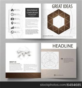Business templates for square design bi fold brochure, magazine, flyer, booklet. Leaflet cover, abstract vector layout. Alchemical theme. Fractal art background. Sacred geometry. Mysterious pattern.. Business templates for square design bi fold brochure, magazine, flyer, booklet or annual report. Leaflet cover, abstract flat layout, easy editable vector. Alchemical theme. Fractal art background. Sacred geometry. Mysterious relaxation pattern.