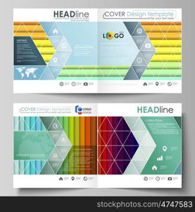 Business templates for square design bi fold brochure, magazine, flyer, booklet or annual report. Leaflet cover, abstract flat layout, easy editable vector. Bright color rectangles, colorful design with overlapping geometric rectangular shapes forming abstract beautiful background.