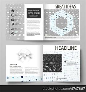 Business templates for square design bi fold brochure, magazine, flyer, booklet or annual report. Leaflet cover, abstract flat layout, easy editable vector. Abstract soft color dots with illusion of depth and perspective, dotted technology background. Multicolored particles, modern pattern, elegant texture, vector design.
