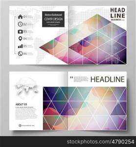 Business templates for square design bi fold brochure, magazine, flyer, booklet or annual report. Leaflet cover, abstract flat layout, easy editable vector. Bright color pattern, colorful design with overlapping shapes forming abstract beautiful background.