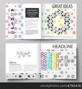 Business templates for square design bi fold brochure, magazine, flyer, booklet or annual report. Leaflet cover, abstract flat layout, easy editable vector. Chemistry pattern, hexagonal molecule structure. Medicine, science and technology concept.