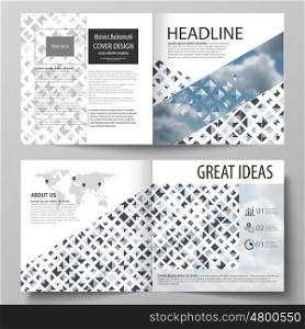 Business templates for square design bi fold brochure, magazine, flyer, booklet or annual report. Leaflet cover, abstract flat layout, easy editable vector. Blue color pattern with rhombuses, abstract design geometrical vector background. Simple modern stylish texture.