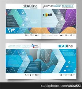 Business templates for square design bi fold brochure, magazine, flyer, booklet or annual report. Leaflet cover, abstract flat layout, easy editable vector. Bright color pattern, colorful design with overlapping shapes forming abstract beautiful background.